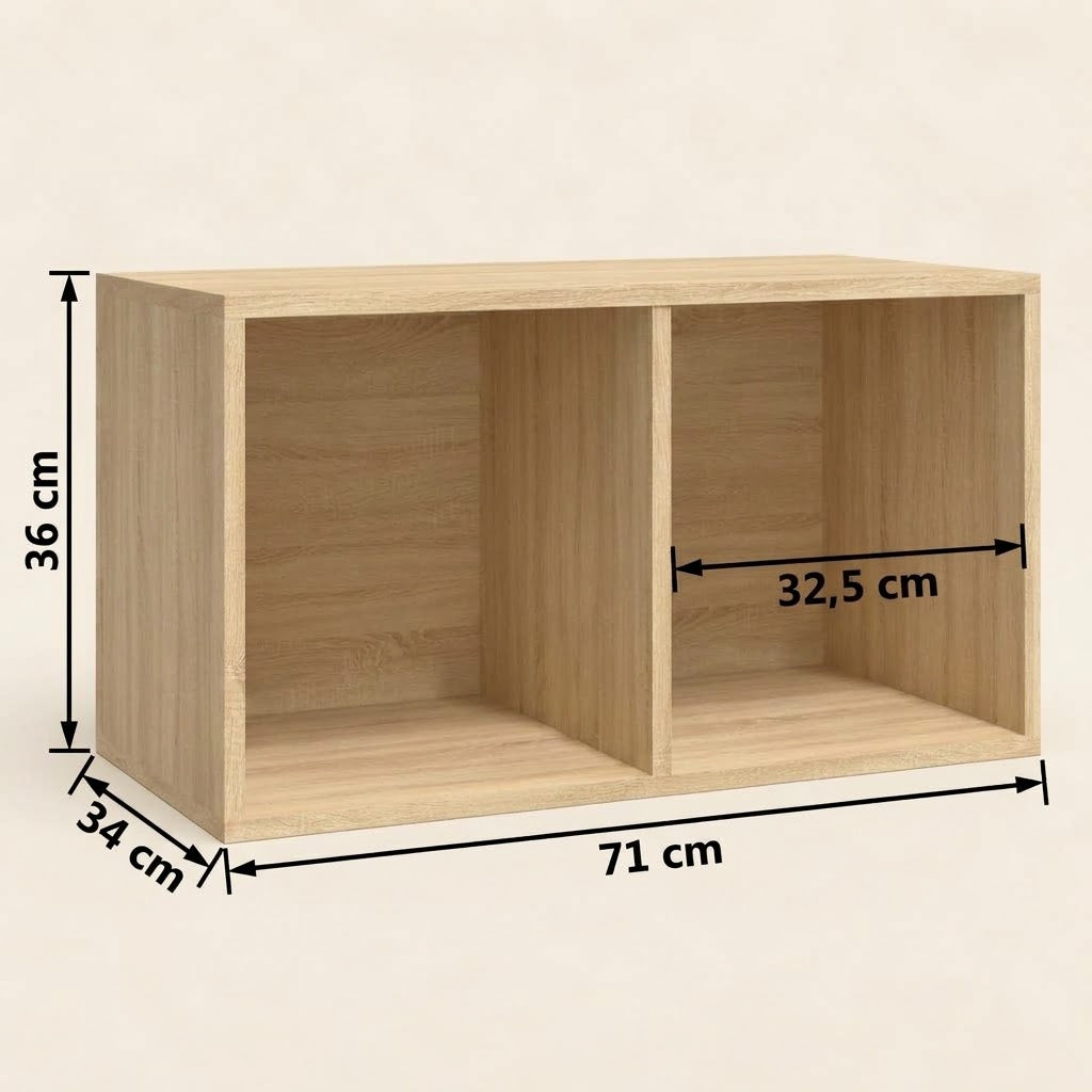 Caisse de rangement vinyles 2 compartiments - à poser ou à dresser