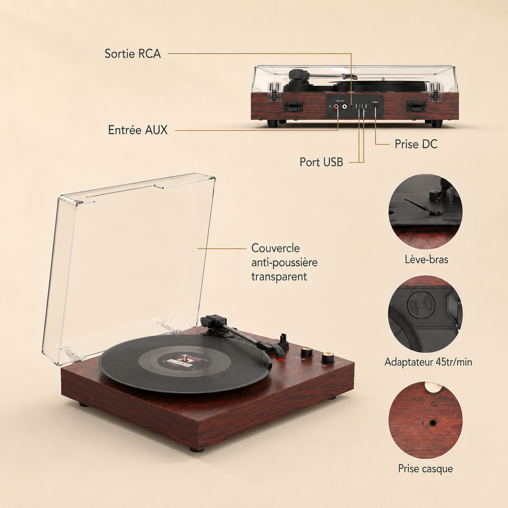 Platine vinyle Bluetooth émission et réception - numérisez vos vinyles sur USB