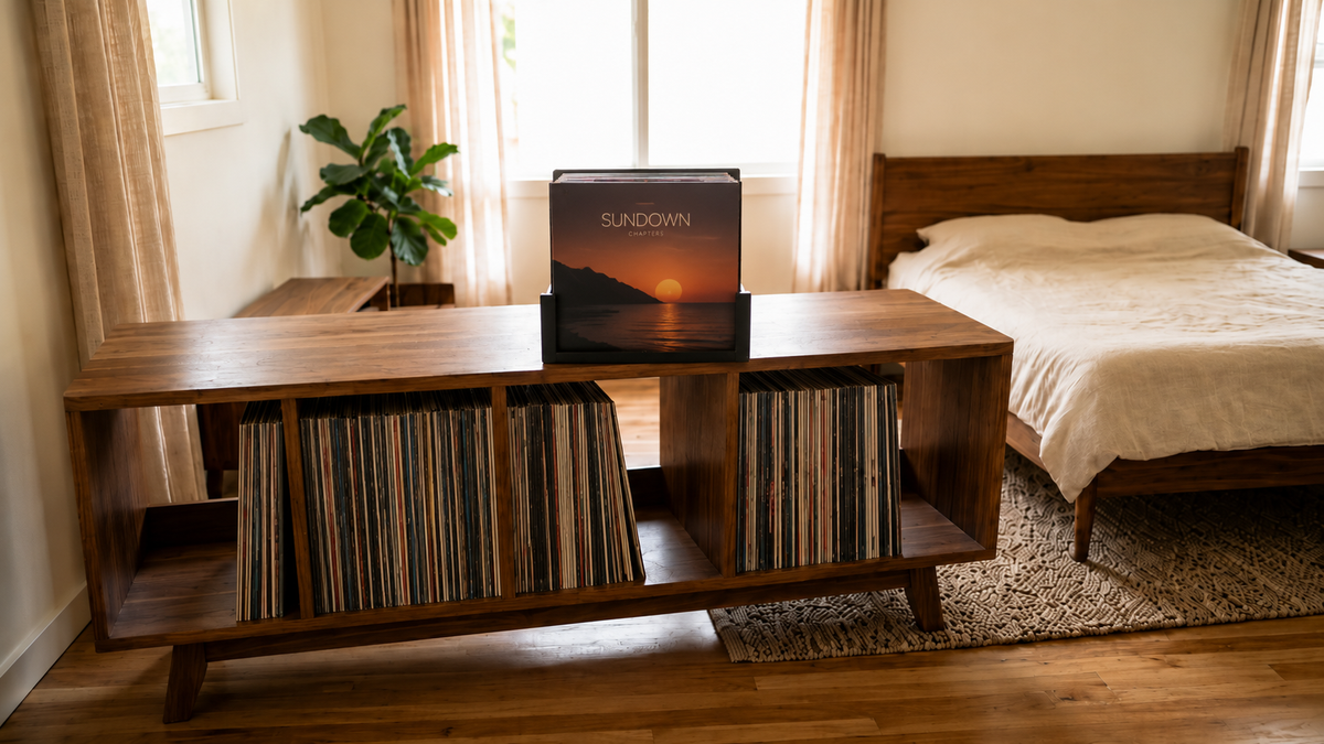 Range-disques métal noir - pour une dizaine de vinyles 30 cm